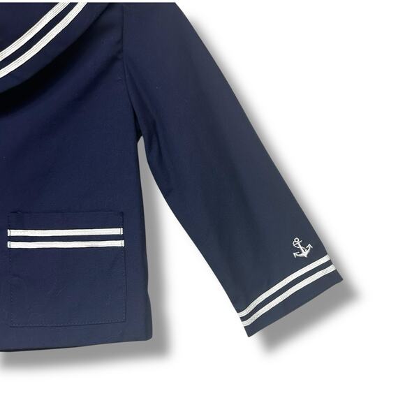 Vtg Goodlad Jacket Nautical Sailor Coastal Shirt Baby Coat Navy Blue White Sz 2T - Picture 7 of 13